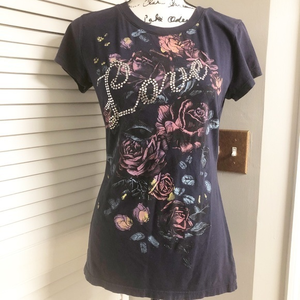 Love Floral Rhinestone‎ Shirt Size XL